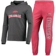 Men's Concepts Sport Cardinal/Heather Charcoal Arkansas Razorbacks Meter Long Sleeve Hoodie Top \u0026 Jogger Pajama Set